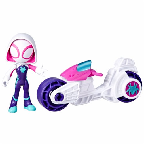 Hasbro Marvel Spidey and His Amazing Friends Ghost-Spider Figure with Motorcycle Perspective: top