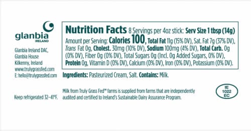 Truly Grass Fed Natural Creamy Salted Butter Sticks Perspective: top