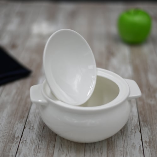 [ Set Of  2] Fine Porcelain Baking Pot 21 Oz | 620 Ml WL-997015/A Perspective: top