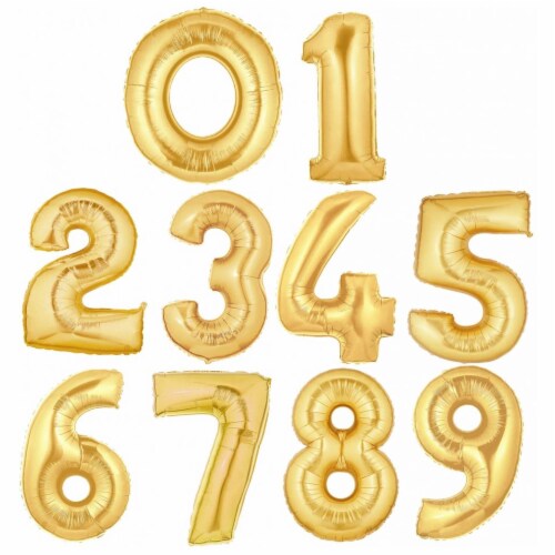 16  Gold Foil Balloons Number 0 Air Birthday Wedding Party Decorations Perspective: top