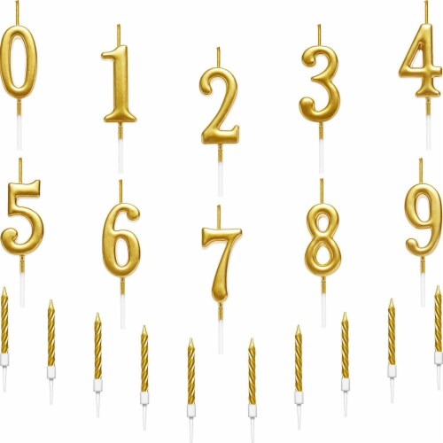 Gold 6 Number Candle Birthday Anniversary Party Cake Decorations Topper Perspective: top