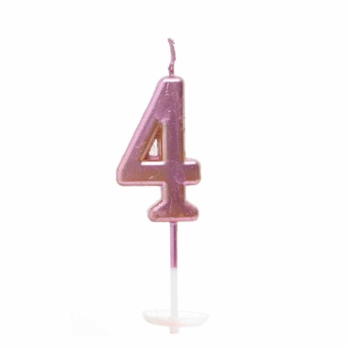 Number Candle Pink 4 Candle Birthday Anniversary Party Cake Decorations Topper Perspective: top