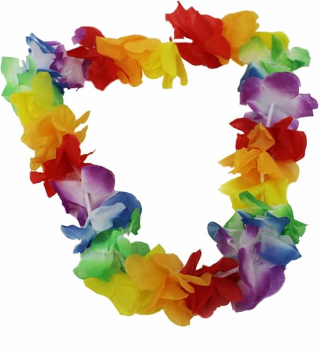 1 x Hawaiian Fancy Dress Lei Necklace 60 Flowers Perspective: top