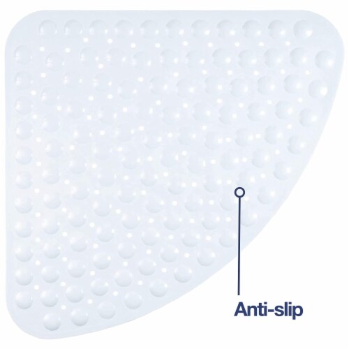 TranquilBeauty Curved White Shower Mat 54x54cm/21x21in | Non-Slip Perspective: top
