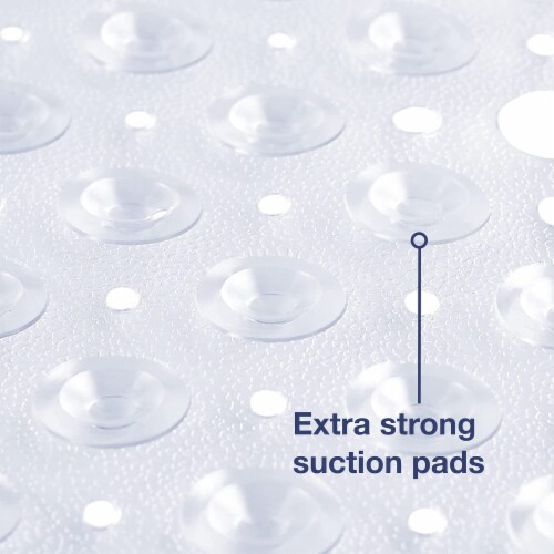 TranquilBeauty 35 x 16 Clear Rectangular Non-Slip Diamond Cut Bath Mat with Suction Cups