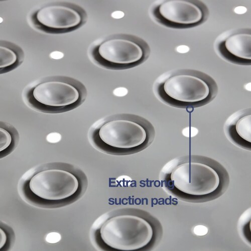 TranquilBeauty Square Solid Grey Shower Mat 53x53cm | Anti-Slip, Machine-Washable Perspective: top