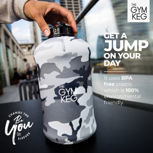 THE GYM KEG Sports Water Bottle | Urban Camo | Insulated | 2.2L Perspective: top