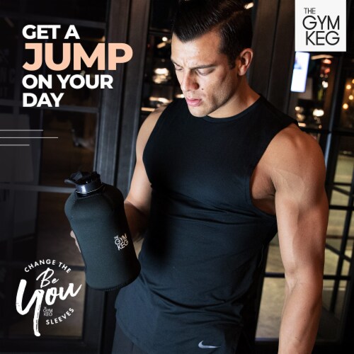 THE GYM KEG Stealth Black 74oz Water Bottle | Half Gallon | Carry Handle Perspective: top