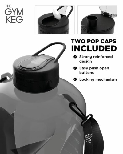 THE GYM KEG 1 Gallon Transparent Black Water Bottle | BPA-Free Plastic | Leakproof Perspective: top