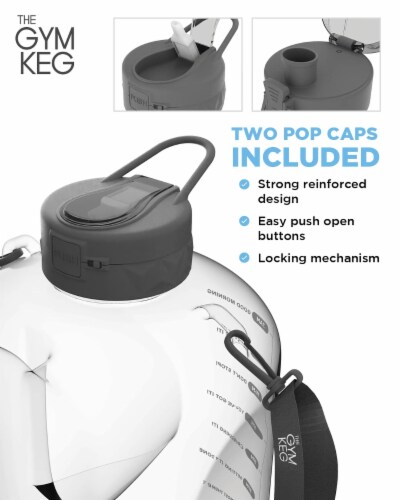 THE GYM KEG 1 Gallon Water Bottle (Transparent Light-Grey) | BPA-Free Perspective: top