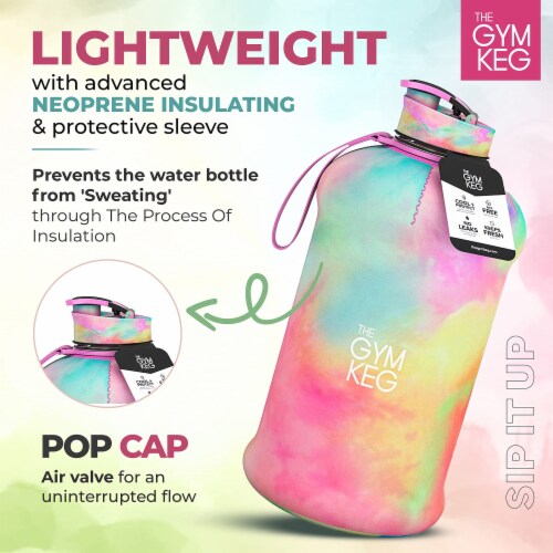 THE GYM KEG Sports Water Bottle (2.2 L) | Half Gallon | Love Tie Dye Perspective: top