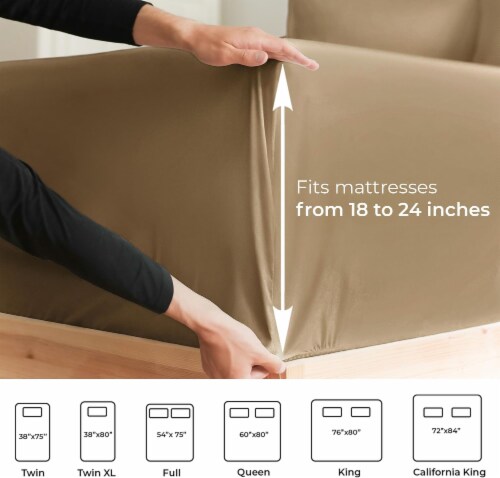 CGK Linens 6 Piece Extra Deep Pocket Microfiber Sheet Set - King - Beige Perspective: top