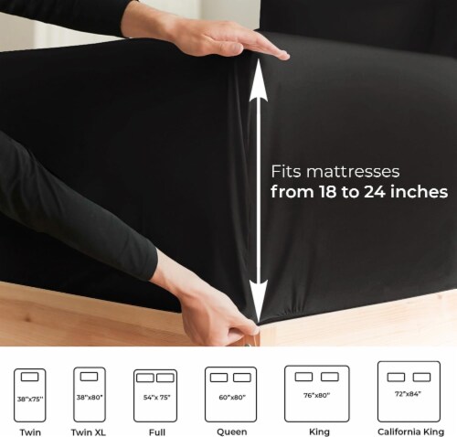 CGK Linens 4 Piece Extra Deep Pocket Microfiber Sheet Set - Twin - Black Perspective: top