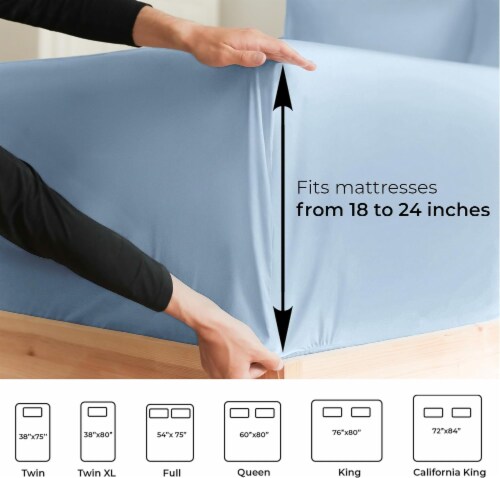 CGK Linens 6 Piece Extra Deep Pocket Microfiber Sheet Set - King - Light Blue Perspective: top