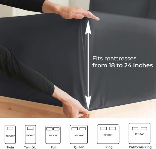 CGK Unlimited 6 Piece Extra Deep Pocket Microfiber Sheet Set - King - Grey Perspective: top