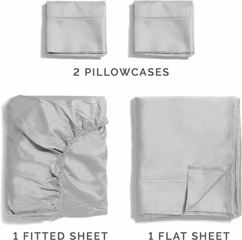 CGK Unlimited 4 Piece 100% Cotton 400 Thread Count Sheet Set - Full - Light Grey Perspective: top