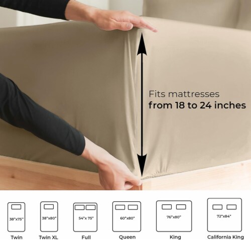 CGK Unlimited 4 Piece Extra Deep Pocket Microfiber Sheet Set - Twin Extra Long - Cream Perspective: top