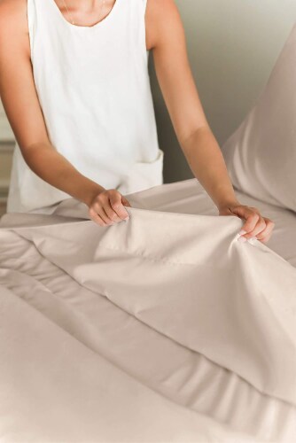CGK Linens 4 Piece Deep Pocket Microfiber Sheet Set - Full - Cream Perspective: top