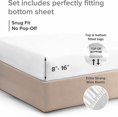 CGK Linens Cotton Fitted Sheet 14 - 16 Deep Pocket - King - White Perspective: top