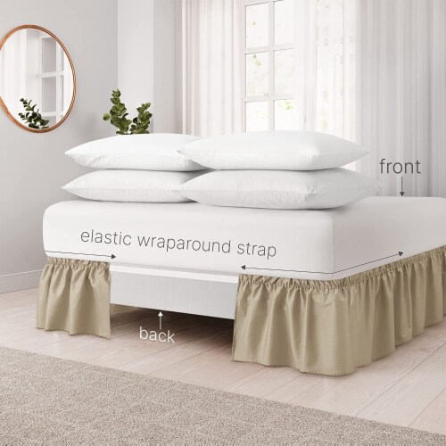 CGK Linens Ruffled Elastic Wrap Around Bedskirt 15 Inch Drop