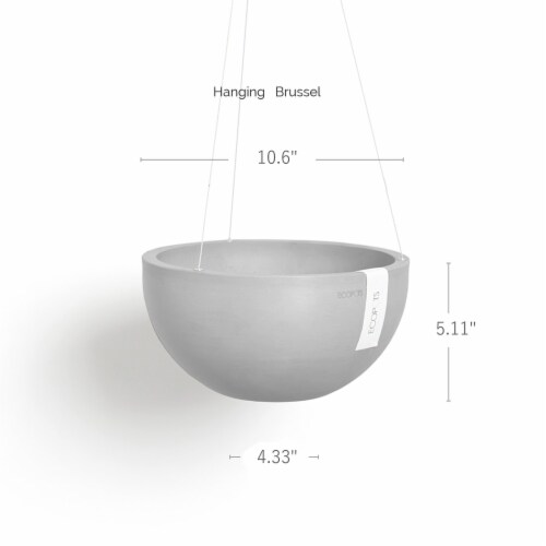 Ecopots Indoor/Outdoor Round Hanging Brussels Planter, Dark Grey 10.5 Perspective: top