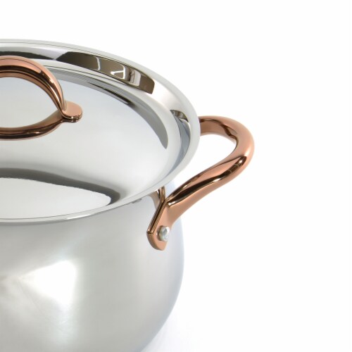 BergHOFF Stainless Steel Cookware Set with Rose Gold Handles Perspective: top