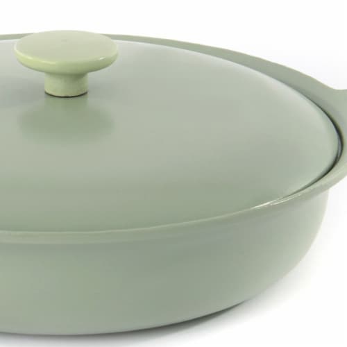 BergHOFF Cast Iron Covered Deep Skillet - Green Perspective: top