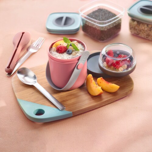 BergHOFF Leo Dual Lunch Pot - Pink & Gray Perspective: top