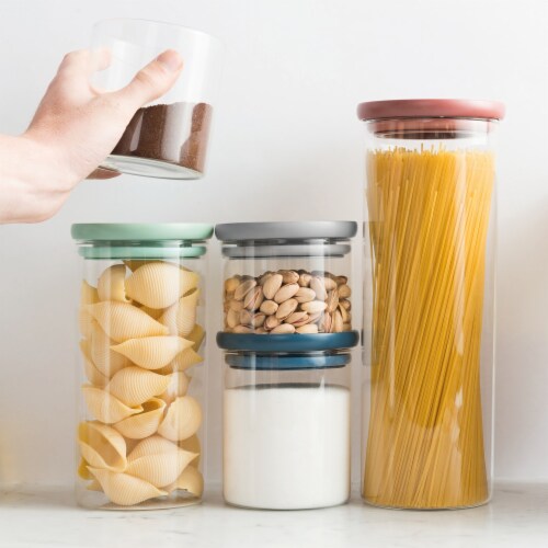 BergHOFF Leo Glass Food Container Set - Green/Blue/Gray Perspective: top