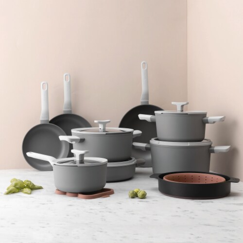 BergHOFF Leo Non-Stick Covered Stockpot - Grey Perspective: top