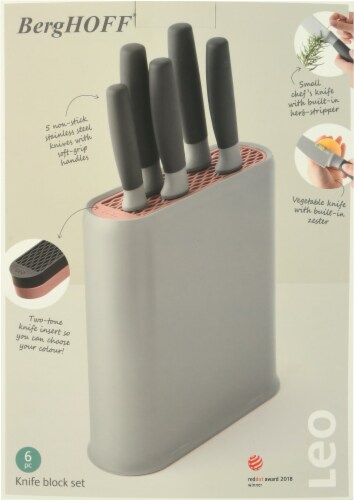 BergHOFF Leo Stainless Steel Knife Set with Block - Gray Perspective: top