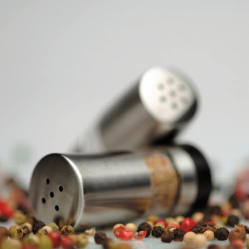 BergHOFF Geminis Stainless Steel Mini Salt & Pepper Dispensers Perspective: top