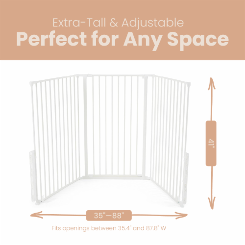 Scandinavian Pet Design Flex Large and Extra Tall 35 to 88 In Safety Gate, White Perspective: top