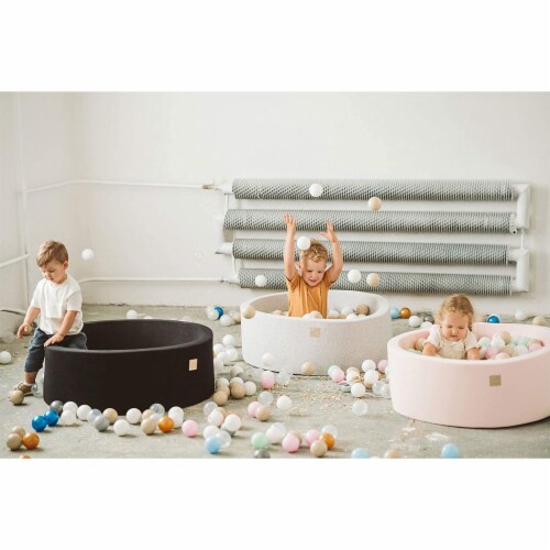 MeowBaby Round 35 x 11.5 Baby Foam Ball Pit w/ 200 Balls, Baby Blue/Transparent Perspective: top