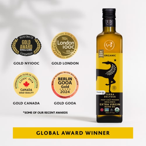 Terra Delyssa® Organic First Cold Press Smooth Flavor Extra Virgin Olive Oil Perspective: top