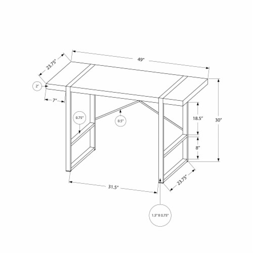 Ergode COMPUTER DESK - 48 L / LIGHT RECLAIMED WOOD / BLACK METAL Perspective: top
