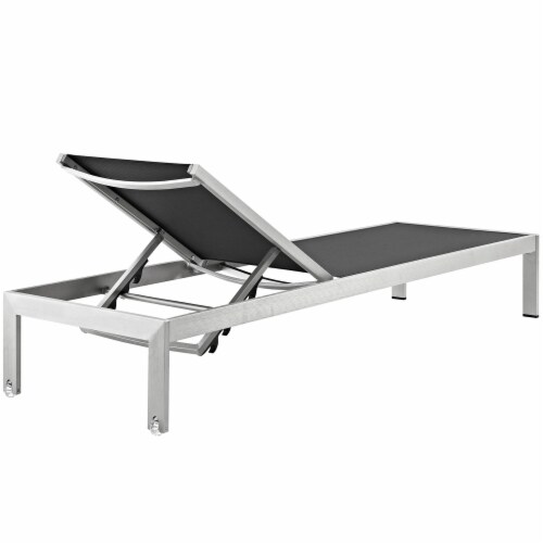 Ergode Shore Chaise Outdoor Patio Aluminum Set of 2 - Silver Black Perspective: top