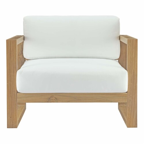 Ergode Upland Outdoor Patio Teak Armchair - Natural White Perspective: top