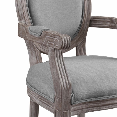 Ergode Emanate Vintage French Upholstered Fabric Dining Armchair - Light Gray Perspective: top