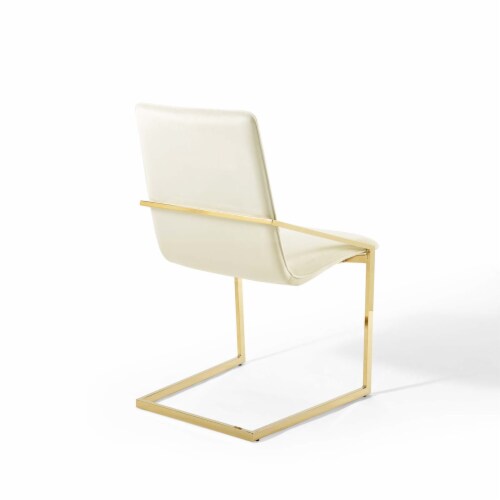 Ergode Pitch Performance Velvet Dining Armchair - Gold Ivory Perspective: top