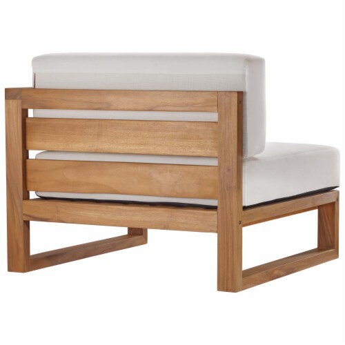 Ergode Upland Outdoor Patio Teak Wood Right-Arm Chair - Natural White Perspective: top