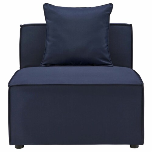 Ergode Saybrook Outdoor Patio Upholstered Sectional Sofa Armless Chair - Navy Blue Perspective: top