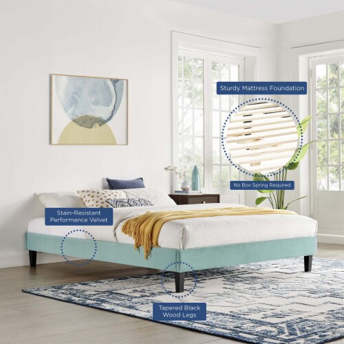 Ergode Reign Full Performance Velvet Platform Bed Frame - Mint Perspective: top