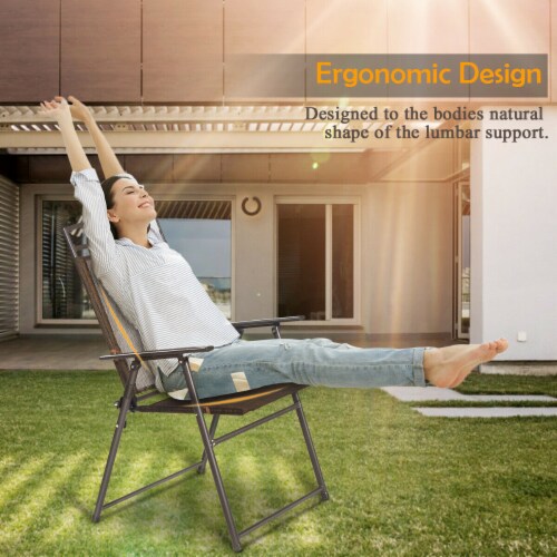 Set of 4 Patio Folding Sling Chairs Steel Textilene Camping Deck