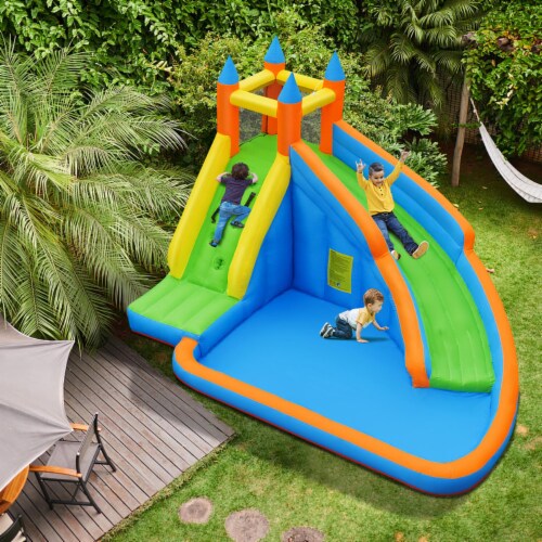 Goplus Inflatable Water Slide Mighty Bounce House Jumper Castle Moonwalk W/ 735W Blower Perspective: top