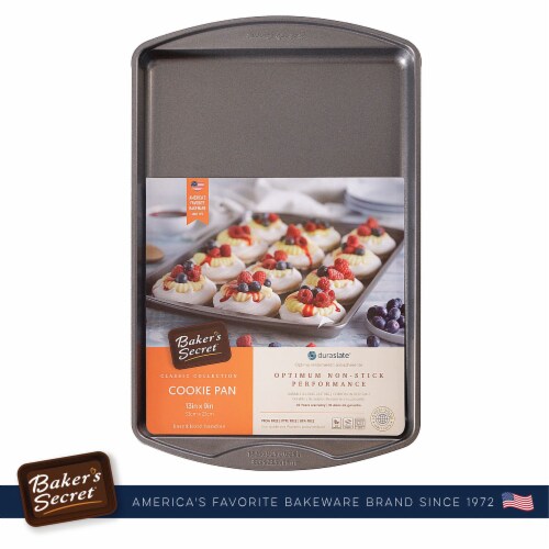 Baker's Secret Nonstick Cookie Sheet 13in, Carbon Steel Medium Size Cookie Tray Nonstick Perspective: top