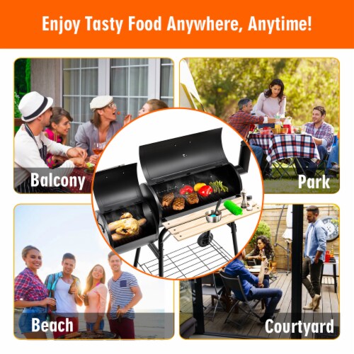 Costway Outdoor BBQ Grill Charcoal Barbecue Pit Patio Backyard Meat Cooker Smoker Perspective: top