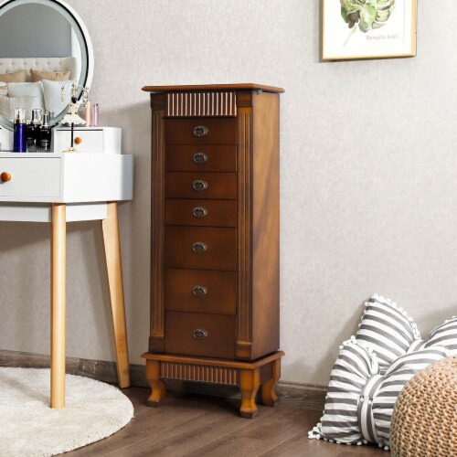 Jewelry Cabinet Storage Chest Stand Organizer Necklace Wood 1 unit Fry s Food Stores