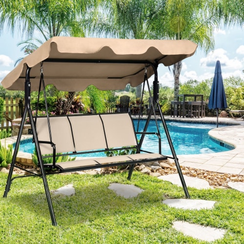 Brown Outdoor Swing Canopy Patio Swing Chair 3 Person Canopy Hammock 1 unit Harris Teeter