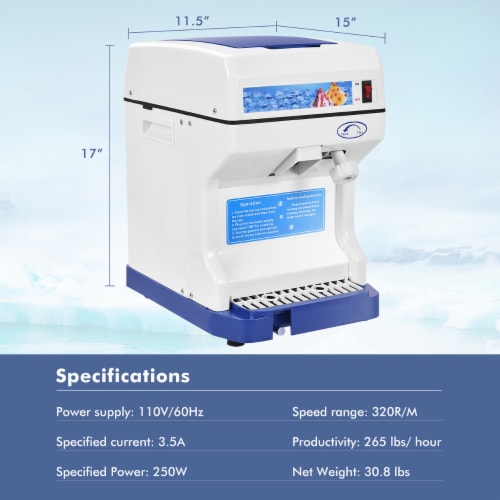 Costway Electric Ice Shaver Machine Tabletop Shaved Ice Crusher Ice Snow Cone Maker Perspective: top